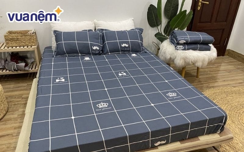 Bộ ga chun 1mx1m9 3 món kẻ ô vuông