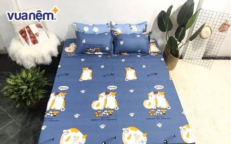 Ga giường 1mx1m9 cotton poly Hàn mềm mại