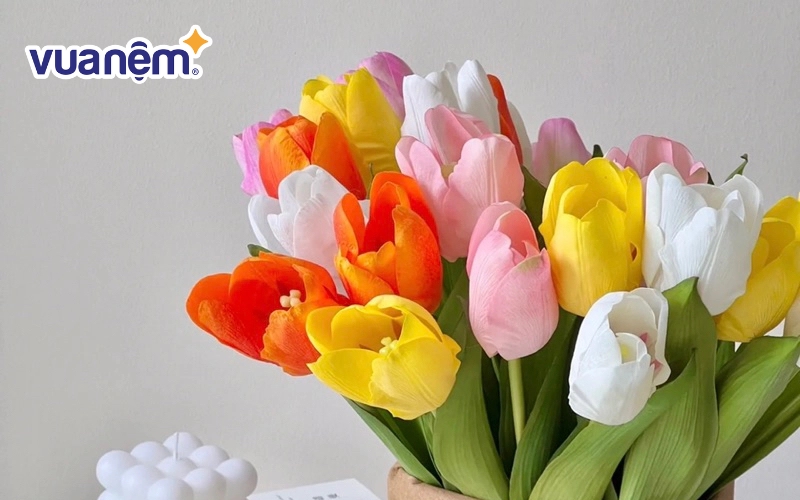 Trang trí lễ cưới với hoa tulip nhiều màu