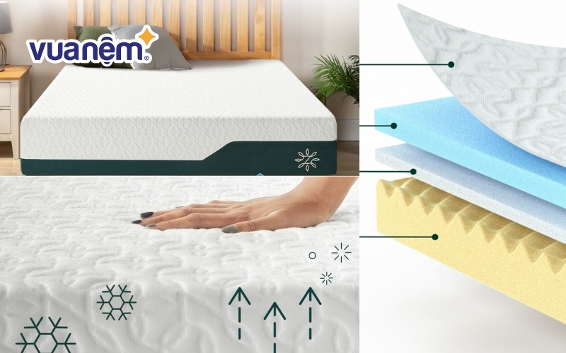 Nệm 10in Cooling Gel Memory Foam mang đến giấc ngủ chất lượng cao nhờ khả năng điều hòa nhiệt độ cơ thể