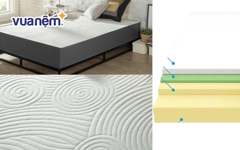 Nệm Zinus Memory Foam 10in được cấu tạo từ 4 lớp foam cao cấp