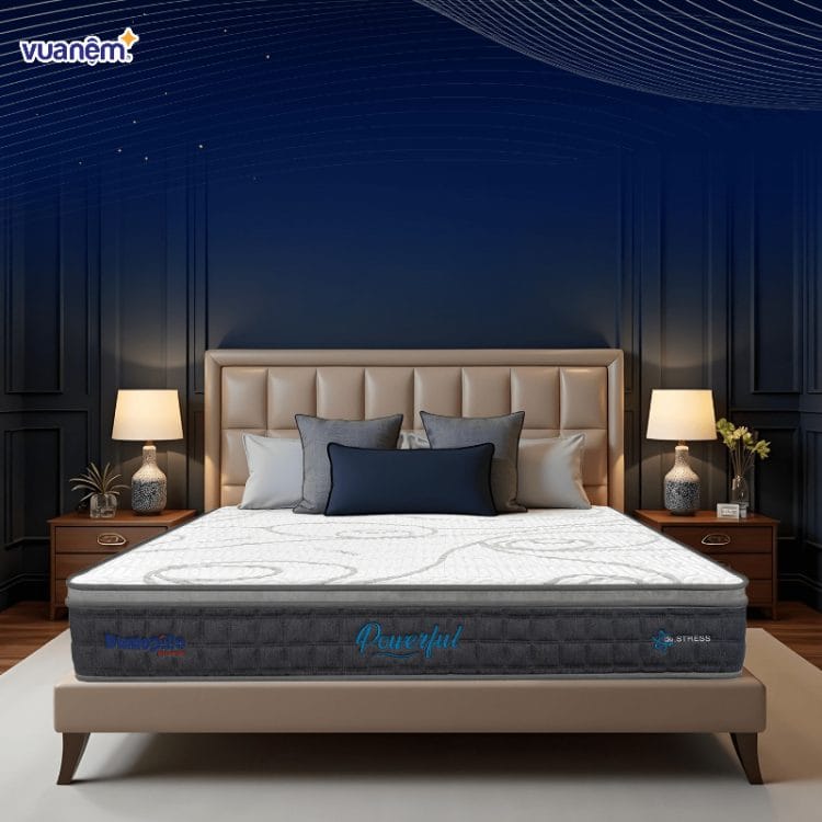 Nệm lò xo túi độc lập 3 vùng Dunlopillo de.Stress Powerful