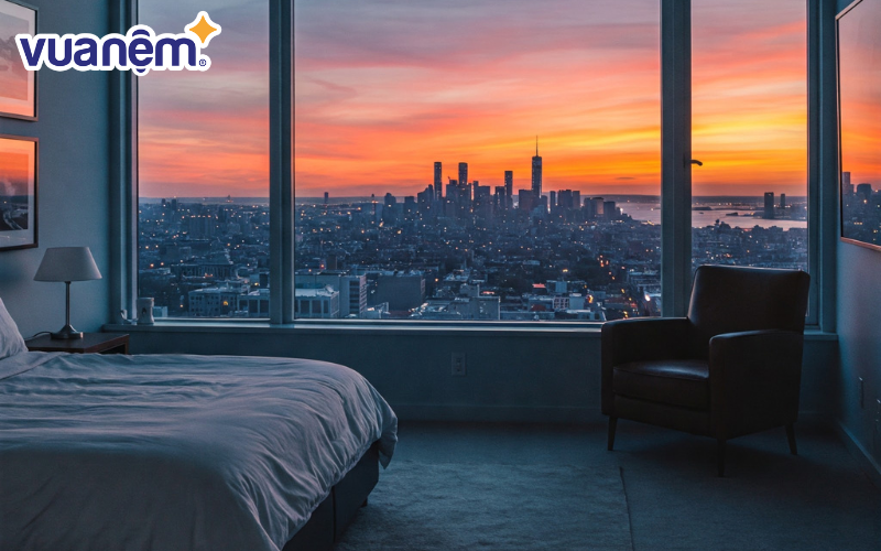 Nên đặt giường nằm gần cửa sổ để tận dụng ánh sáng tự nhiên