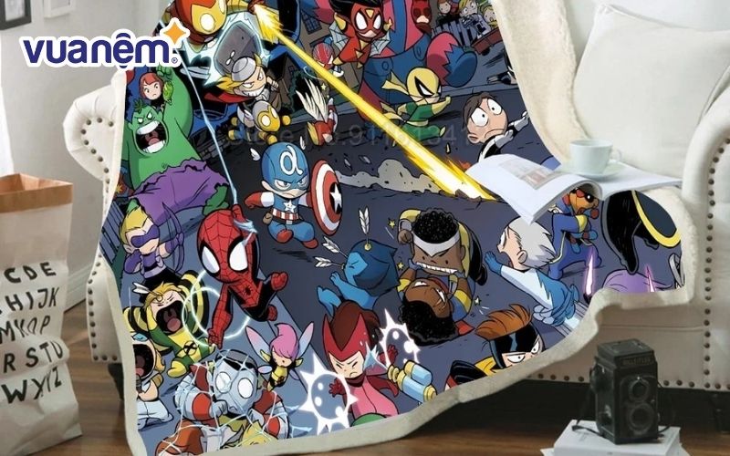 Chăn in siêu anh hùng Marvel 3D dễ thương