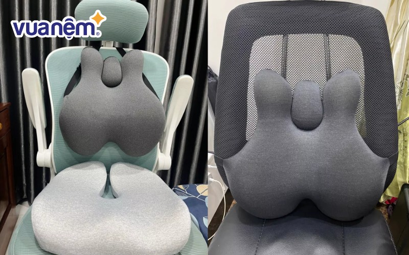 Gối chống gù tích hợp massage Sairui cao su non 42.5x37.5cm