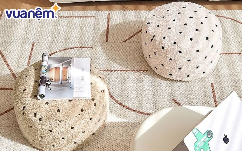 Mẫu gối hình tròn Tatami hạt xốp Futon