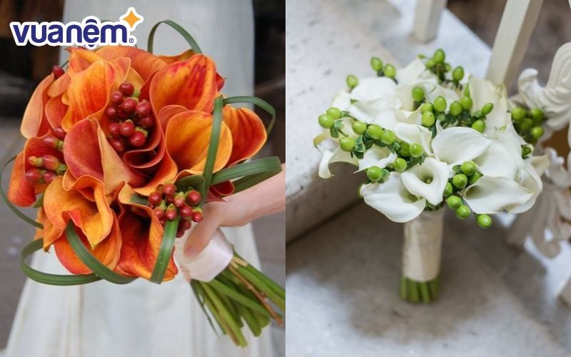 Điểm nhấn thú vị cho bó hoa cưới Calla Lily