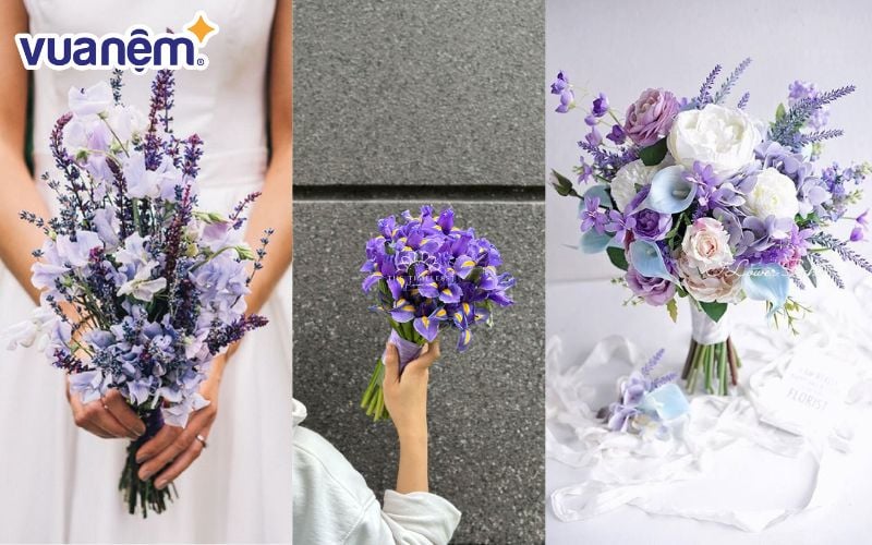 Hoa diên vĩ xanh dương, lavender - Mẫu hoa cưới màu xanh dương ấn tượng