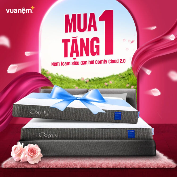 Mua 1 tặng 1 với nệm Comfy Cloud 2.0 siêu đàn hồi