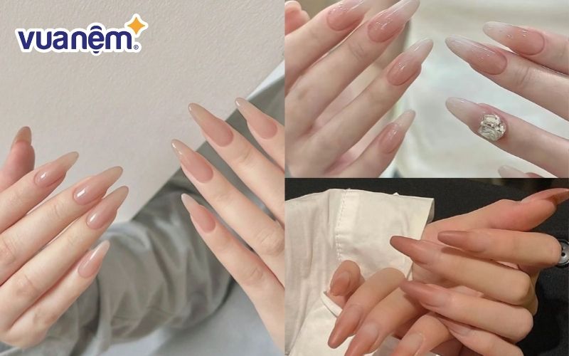 Nail cô dâu màu nude đơn giản và thanh lịch