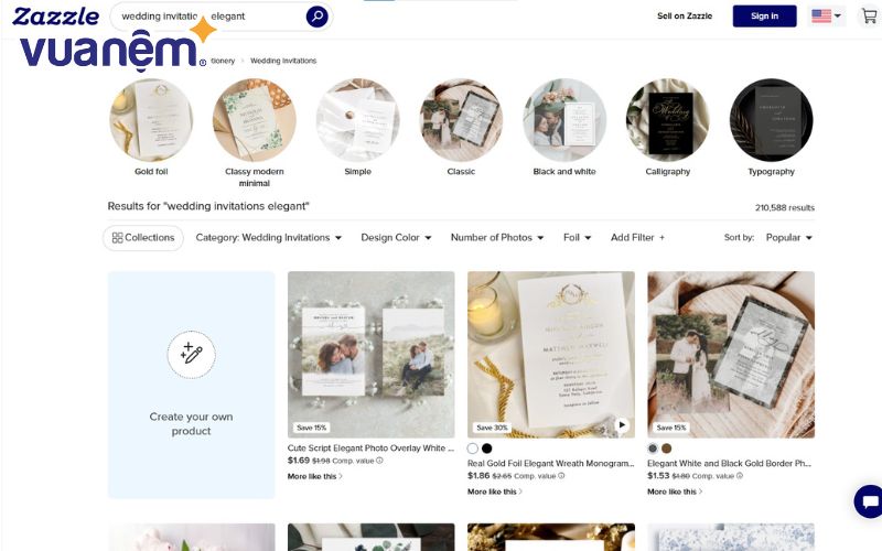 Zazzle - Website làm thiệp cưới online