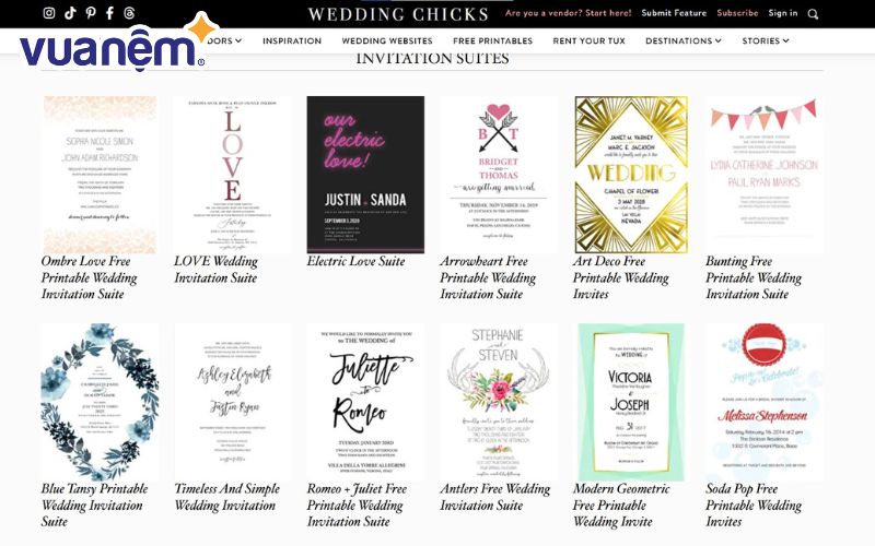 Wedding Chicks - Website với các mẫu thiệp cưới miễn phí