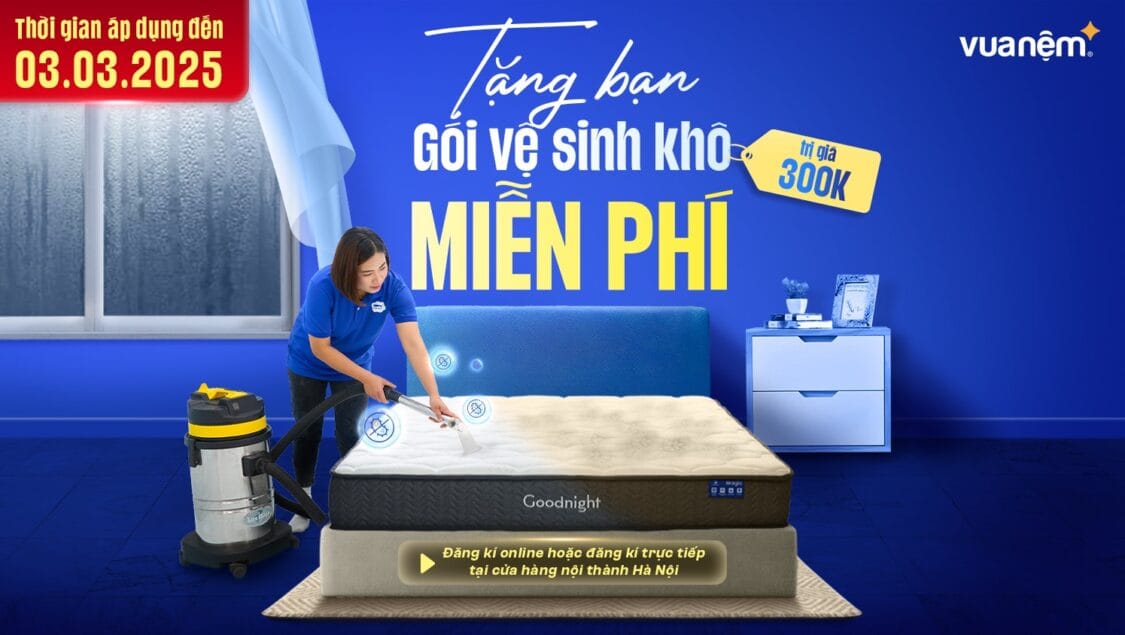 Vua Nệm tặng gói vệ sinh khô nệm miễn phí