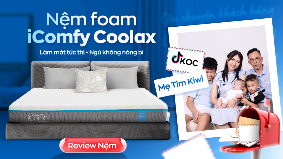 TikToker Mẹ Tim Kiwi tìm ra giải pháp cho bé ngủ ngon, không lo nóng lưng với nệm iComfy Coolax