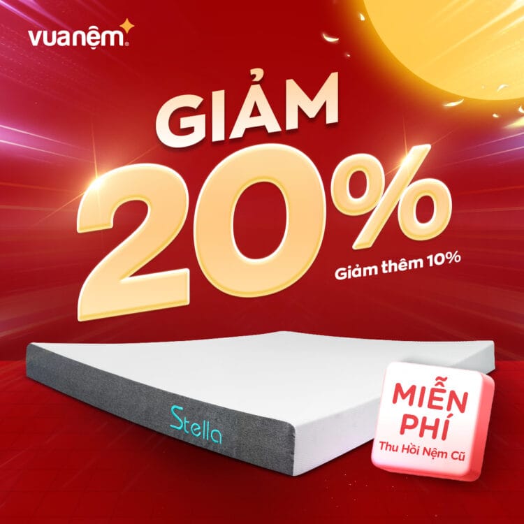 Nệm Kim Cương Stella cao su đa tầng êm ái, nâng đỡ tốt