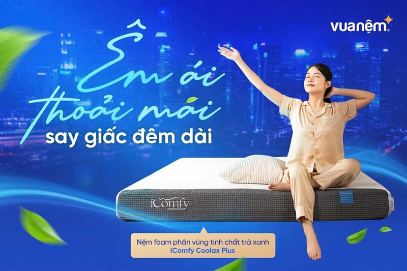 Nệm iComfy Coolax Plus phù hợp với những người ưu tiên êm ái, nâng đỡ