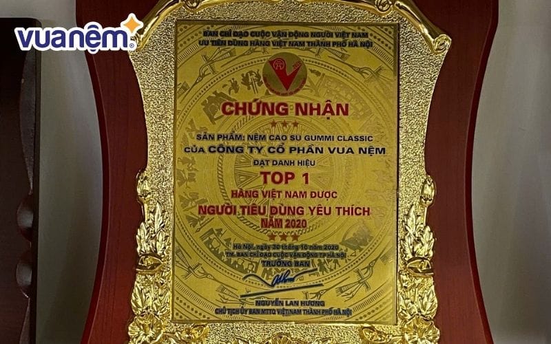 Nệm Gummi Classic của Vua Nệm đạt Top 1 hàng tiêu dùng yêu thích năm 2020