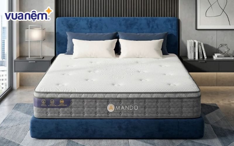 Nệm lò xo túi độc lập Amando Elite Plus ngủ mát, êm sâu dày 25cm
