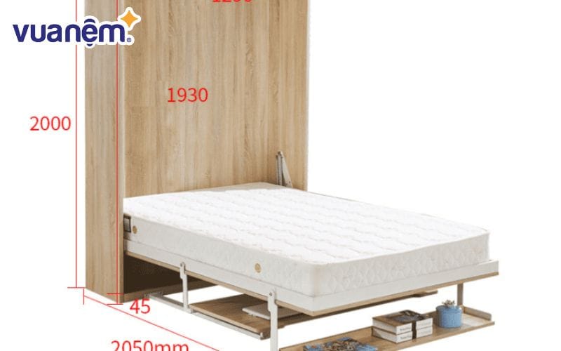 Giường gỗ gấp kết hợp tủ âm tường giúp tiết kiệm tối đa diện tích