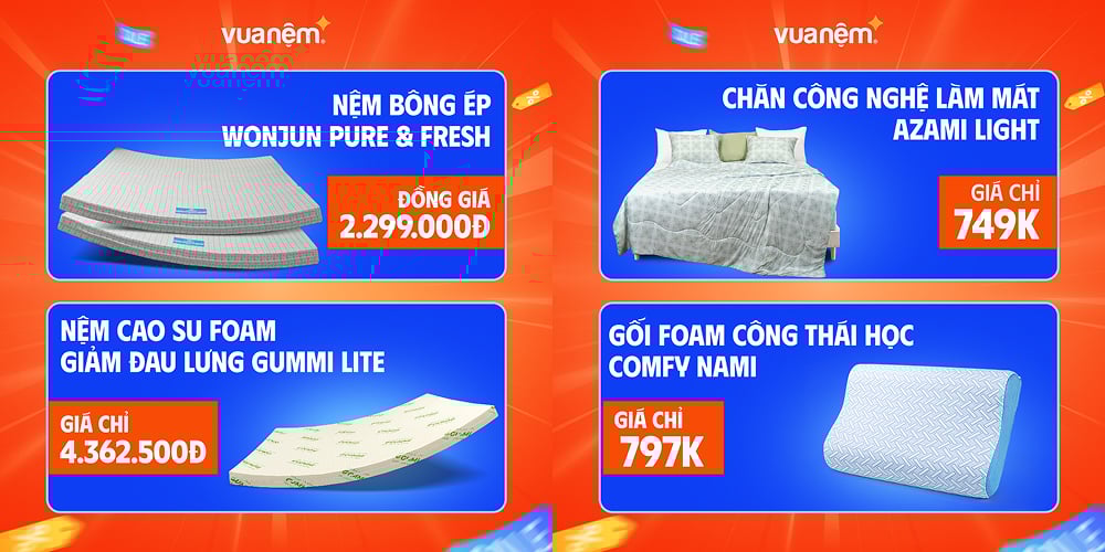 Ưu đãi mua chăn ga gối nệm, săn deal cực hời