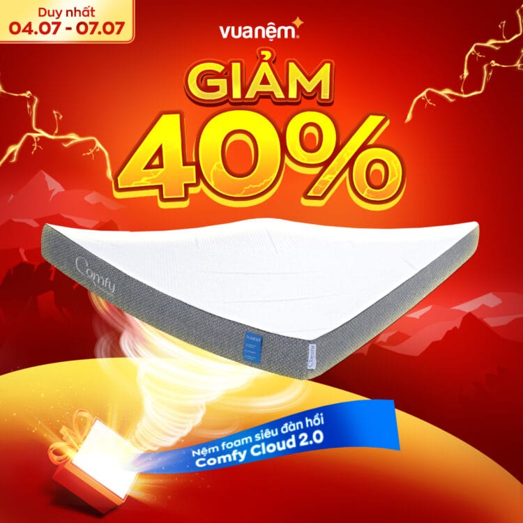 Nệm foam Comfy Cloud 2.0 sale 40%