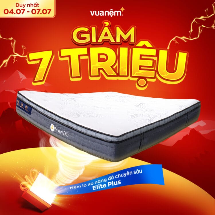 Nệm lò xo túi độc lập Amando Elite Plus giảm giá 7 triệu
