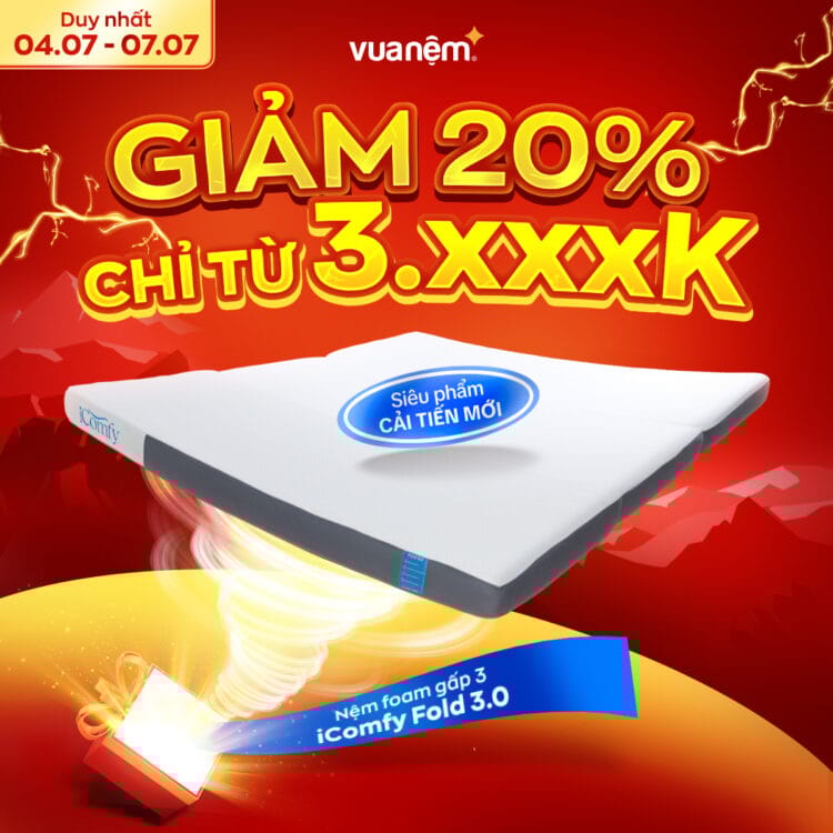 Nệm iComfy Fold 3.0 sale 20% - chỉ từ 3.xxxk