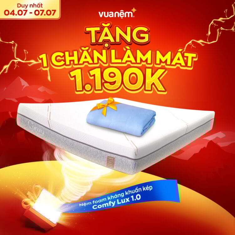 Mua nệm Comfy Lux 1.0 tặng chăn làm mát