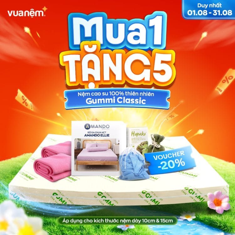 Mua 1 tặng 5 khi sắm nệm Gummi Classic