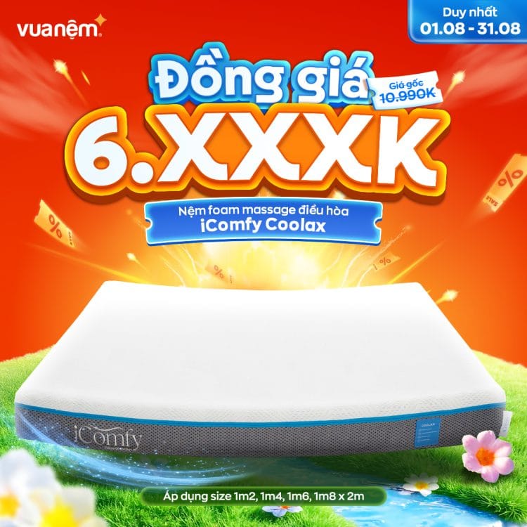 Nệm foam massage điều hòa iComfy Coolax đồng giá 6.xxxk