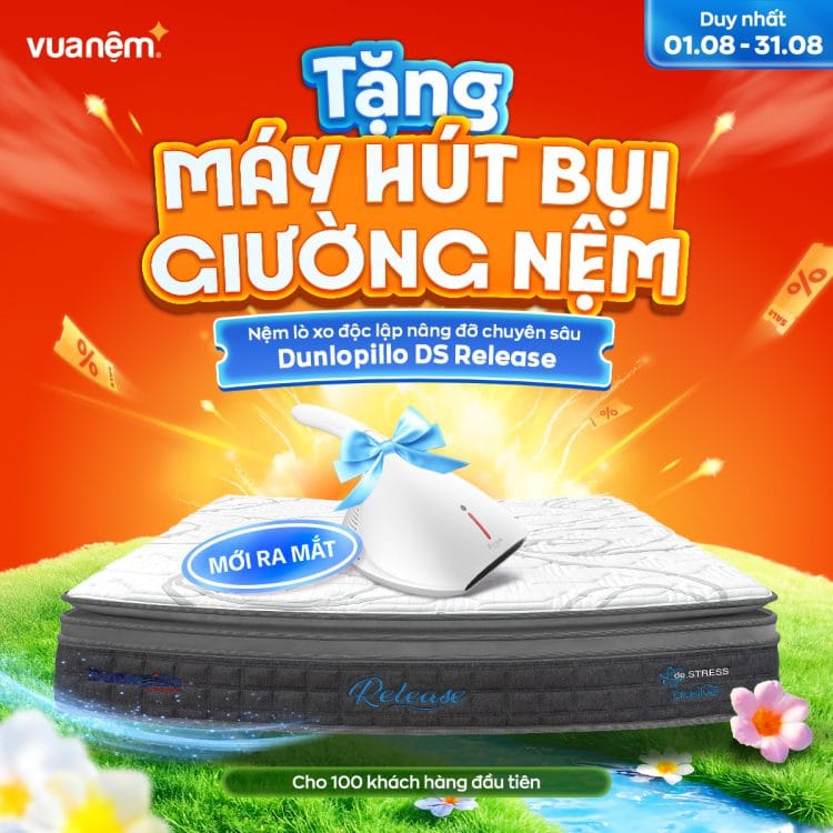 Mua nệm lò xo Dunlopillo de.Stress Release nhận máy hút bụi giường