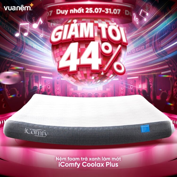 Nệm foam trà xanh làm mát Coolax Plus sale 44%