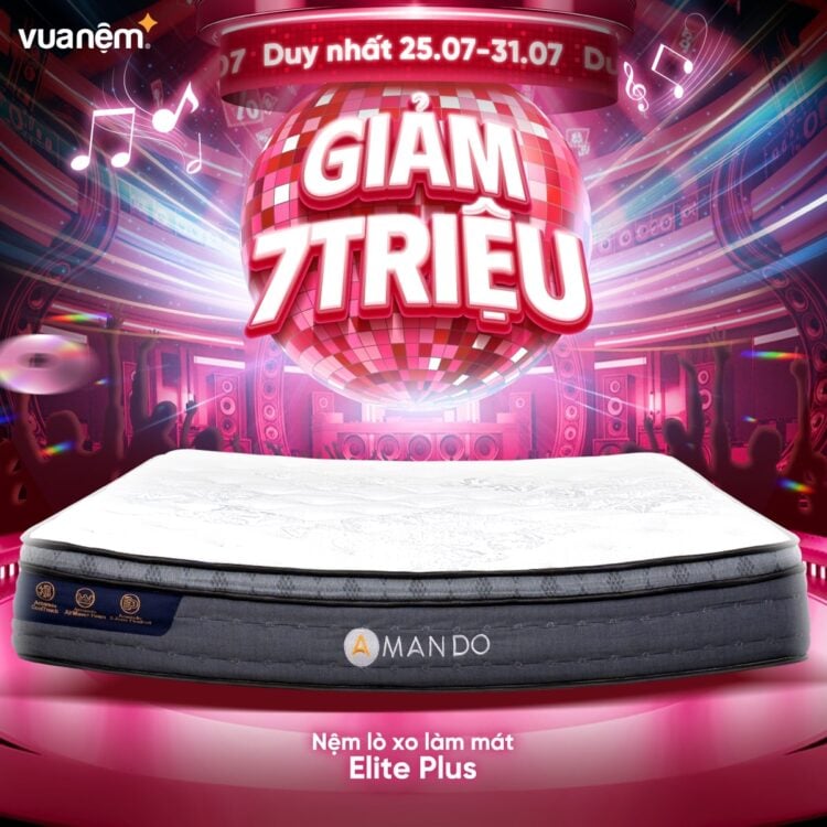 Nệm lò xo làm mát Elite Plus giảm 7 triệu