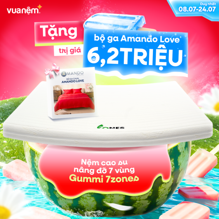 Mua nệm Nệm cao su Gummi 7zones tặng bộ chăn ga 6.2 triệu