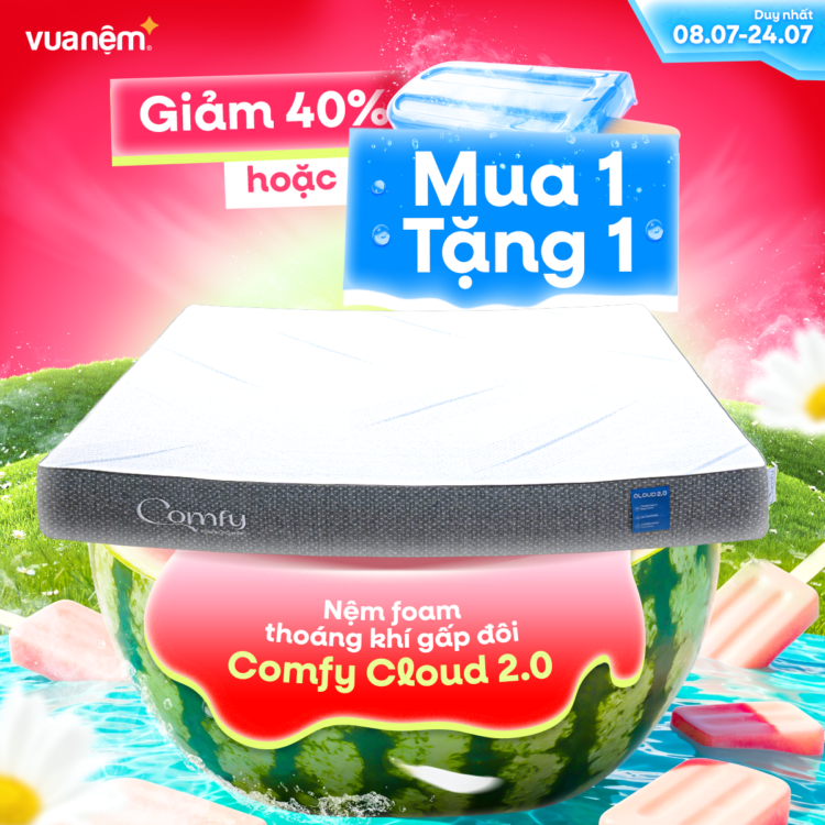 Nệm Comfy Cloud 2.0 40% hoặc mua 1 tặng 1
