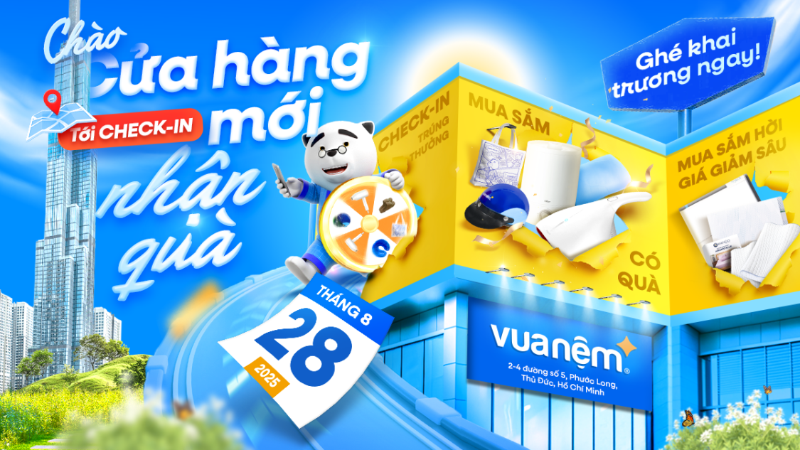 Khai trương Vua Nệm 2-4 Đường số 5, Phước Long, Thủ Đức - Ưu đãi lớn, check-in nhận quà