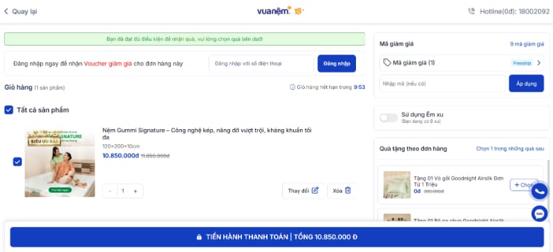Kiểm tra giỏ hàng