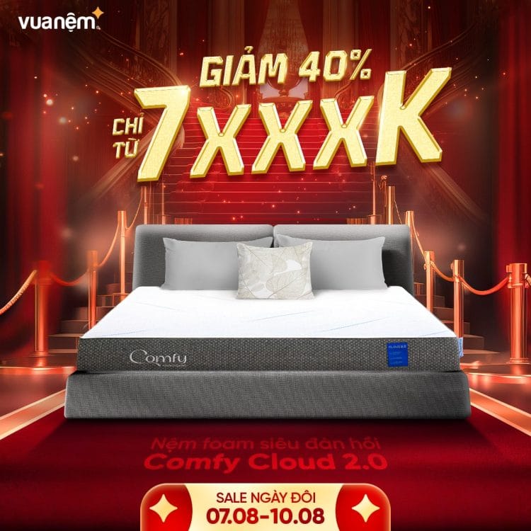 Nệm foam Comfy Cloud 2.0 sale còn 7xxxk