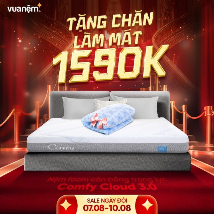 Mua nệm foam Comfy Cloud 3.0 tặng chăn làm mát