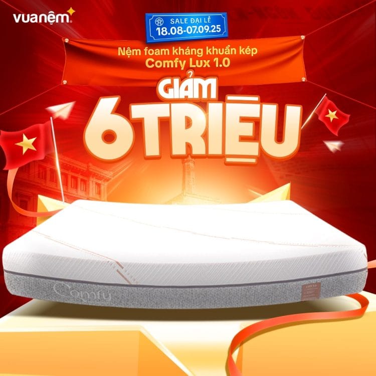 Nệm foam Comfy Lux 1.0 sale 6 triệu