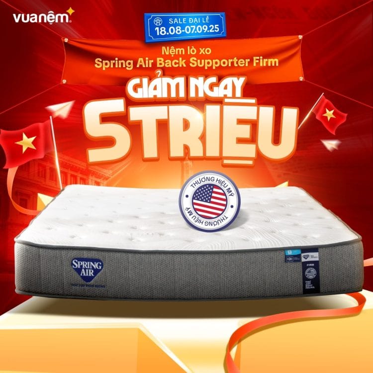 Nệm lò xo Spring Air Back Supporter Firm sale 5 triệu