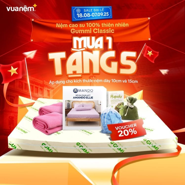 Mua 1 tặng 5 khi sắm nệm Gummi Classic