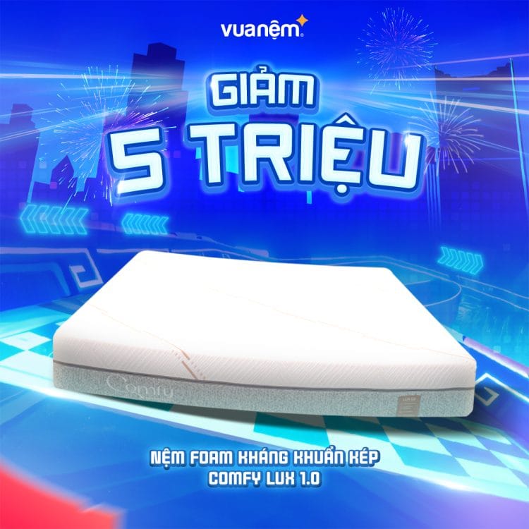 Nệm foam kháng khuẩn kép Comfy Lux 1.0