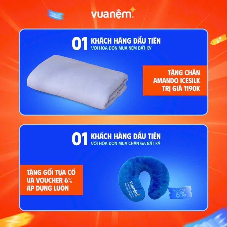 tặng chăn Amando IceSilk và gối tựa đầu cho khách hàng đầu tiên