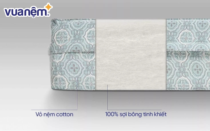 Nệm được làm từ 100% sợi bông nguyên chất