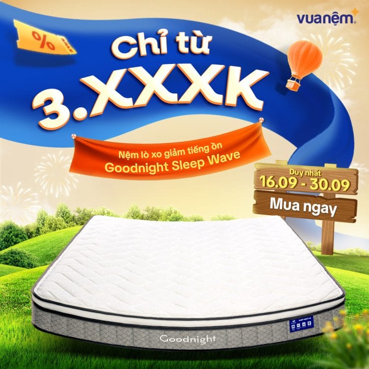 Mua nệm lò xo Goodnight Sleep Wave giảm tiếng ồn chỉ từ 3.xxxk
