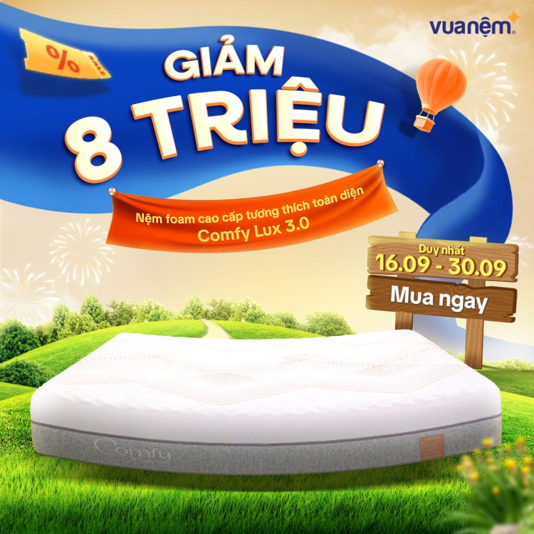Nệm foam cao cấp Comfy Lux 3.0 giảm 6 triệu