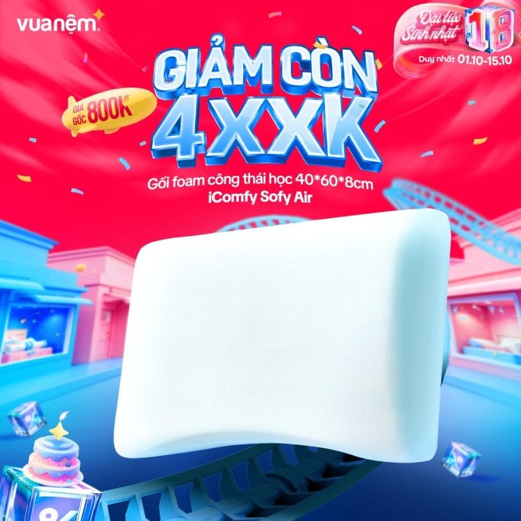 Gối foam công thái học iComfy Sofy Air