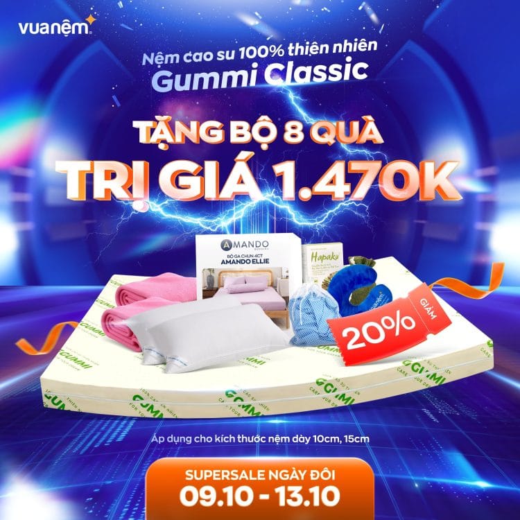 Nệm cao su 100% thiên nhiên Gummi Classic