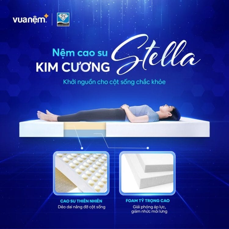 Nệm cao su đa tầng Kim Cương Stella